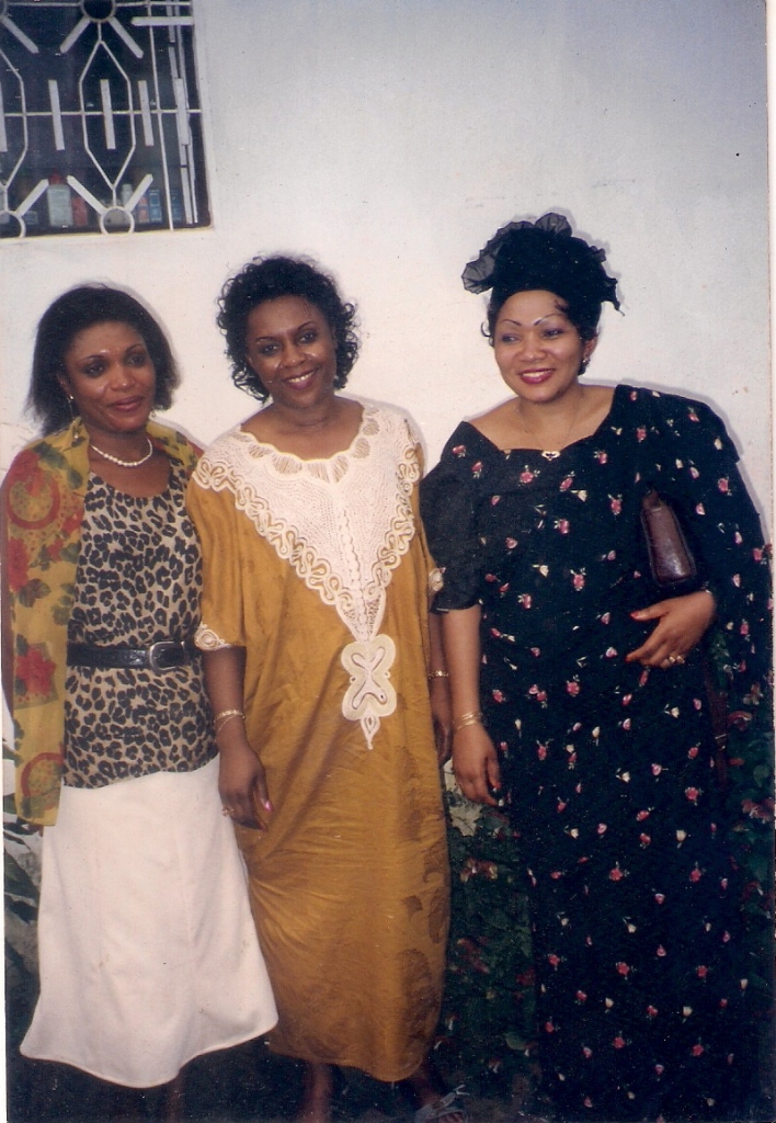 Ebane with friends on one of her visits t Cameroon